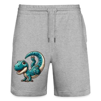 Dino T-Rex Handstand Sport Salto Flip - Stanley/Stella Unisex Bio Joggingshorts Trainer  - Grau meliert - Vorne - Nik (191cm) & Marisol (170cm)