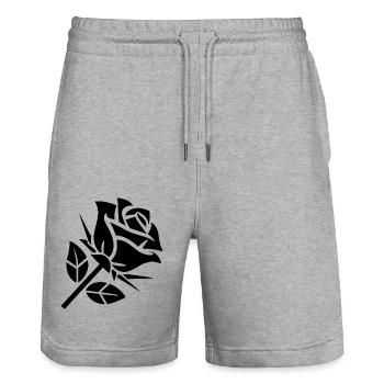 Abstrait Rose Minimaliste Roses Fleurs - Short de jogging bio TRAINER Stanley/Stella unisexe - gris chiné - Devant - Nik (191cm) & Marisol (170cm)