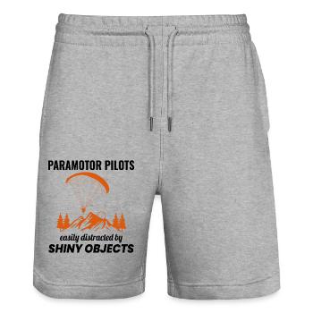 Motorschirmpilot Motorschirm Motorschirm - Stanley/Stella Unisex Bio Joggingshorts Trainer  - Grau meliert - Vorne - Nik (191cm) & Marisol (170cm)