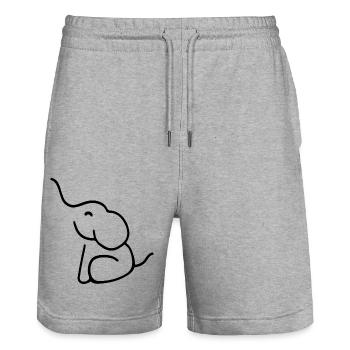 ELEPHANT TATTOO BABY TRUNK SITTING DRAWING LINE - Stanley/Stella Trainer Unisex Organic Jogging Shorts - heather grey - Front - Nik (191cm) & Marisol (170cm)