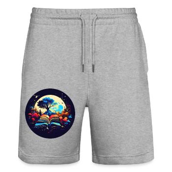 Dreamy reading experience - Stanley/Stella Trainer Unisex Organic Jogging Shorts - heather grey - Front - Nik (191cm) & Marisol (170cm)