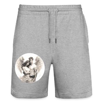 J’ai trouvé mon ange - Short de jogging bio TRAINER Stanley/Stella unisexe - gris chiné - Devant - Nik (191cm) & Marisol (170cm)