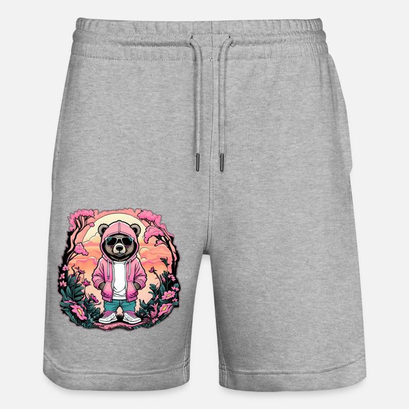 Ours rappeur 🐻 - Short de jogging bio TRAINER Stanley/Stella unisexe - gris chiné