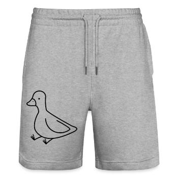 ENTE ENTLEIN KÜKEN GANS VOGEL TIER FLUG FEDER JUNG - Stanley/Stella Unisex Bio Joggingshorts Trainer  - Grau meliert - Vorne - Nik (191cm) & Marisol (170cm)