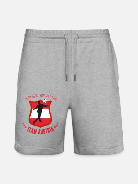 Football, Team Austria - Stanley/Stella Trainer Unisex Organic Jogging Shorts - heather grey