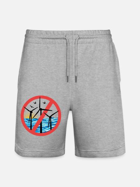 Stop Offshore Wind Power - Stanley/Stella Trainer Unisex Organic Jogging Shorts - heather grey