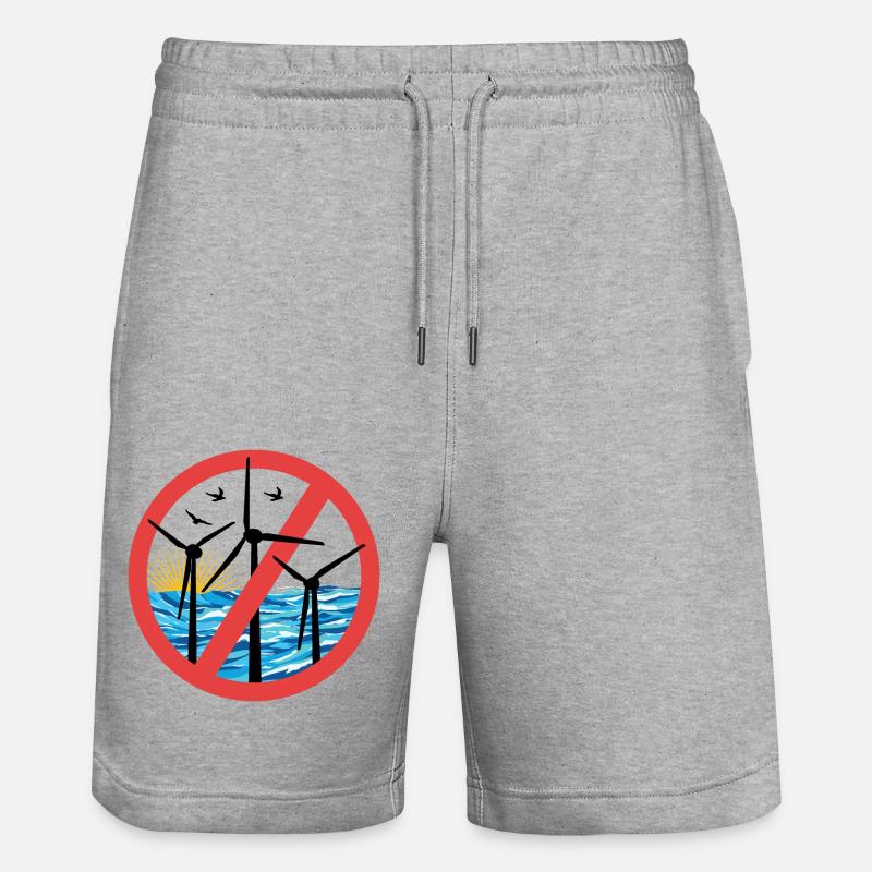 Stopp Offshore Windkraft - Stanley/Stella Unisex Bio Joggingshorts Trainer - Grau meliert