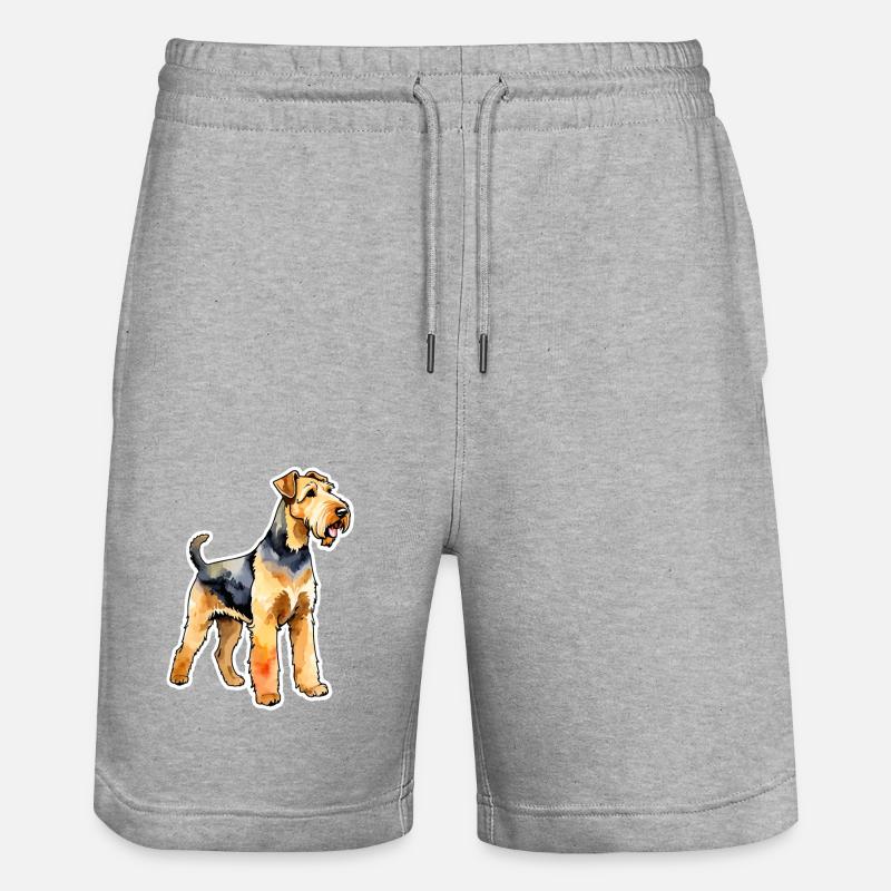 Airedale Terrier Aquarelle - Short de jogging bio TRAINER Stanley/Stella unisexe - gris chiné