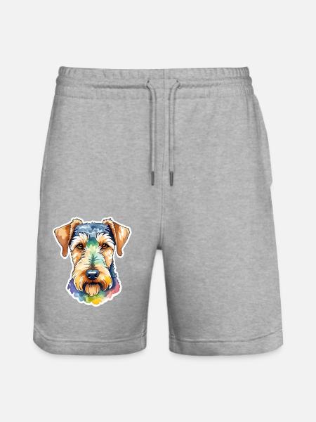 Airedale Terrier Aquarelle - Short de jogging bio TRAINER Stanley/Stella unisexe - gris chiné
