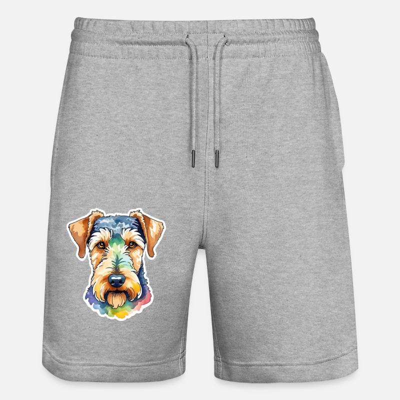 Airedale Terrier Aquarelle - Short de jogging bio TRAINER Stanley/Stella unisexe - gris chiné