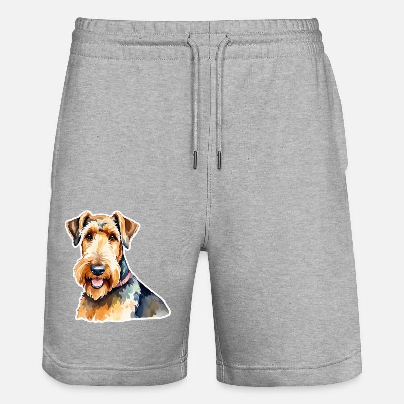 Airedale Terrier Aquarelle - Short de jogging bio TRAINER Stanley/Stella unisexe - gris chiné