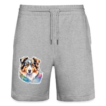 Berger Australien Aquarelles - Short de jogging bio TRAINER Stanley/Stella unisexe - gris chiné - Devant - Nik (191cm) & Marisol (170cm)