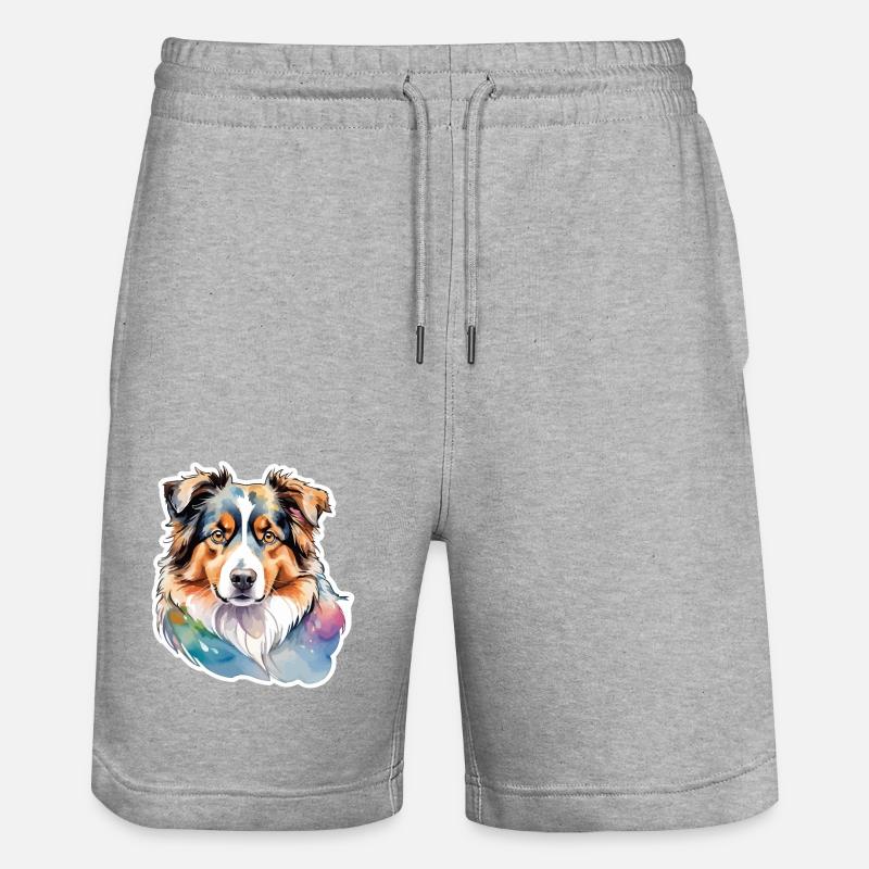 Berger Australien Aquarelles - Short de jogging bio TRAINER Stanley/Stella unisexe - gris chiné