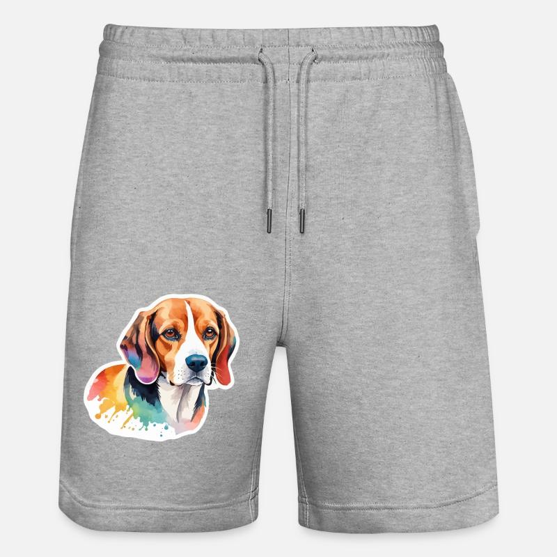 Beagle Aquarelles - Short de jogging bio TRAINER Stanley/Stella unisexe - gris chiné