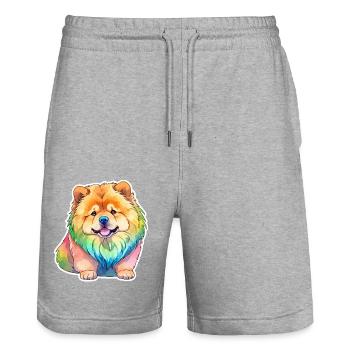 Chow Chow Aquarelles - Short de jogging bio TRAINER Stanley/Stella unisexe - gris chiné - Devant - Nik (191cm) & Marisol (170cm)