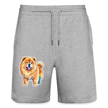 Chow Chow Aquarelles - Short de jogging bio TRAINER Stanley/Stella unisexe - gris chiné - Devant - Nik (191cm) & Marisol (170cm)
