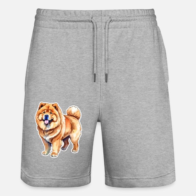 Chow Chow Aquarelles - Short de jogging bio TRAINER Stanley/Stella unisexe - gris chiné