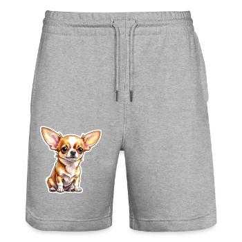 Chihuahua Watercolors - Stanley/Stella Trainer Unisex Organic Jogging Shorts - heather grey - Front - Nik (191cm) & Marisol (170cm)
