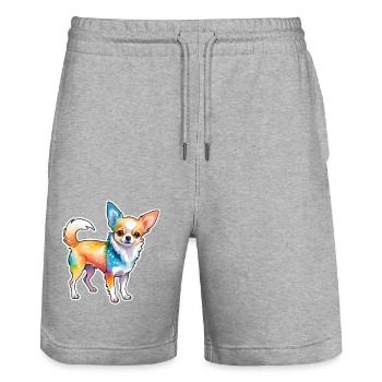 Chihuahua Watercolors - Stanley/Stella Trainer Unisex Organic Jogging Shorts - heather grey - Front - Nik (191cm) & Marisol (170cm)