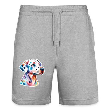 Dalmatiner Wasserfarben - Stanley/Stella Unisex Bio Joggingshorts Trainer  - Grau meliert - Vorne - Nik (191cm) & Marisol (170cm)