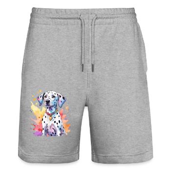 Dalmatiner Wasserfarben - Stanley/Stella Unisex Bio Joggingshorts Trainer  - Grau meliert - Vorne - Nik (191cm) & Marisol (170cm)