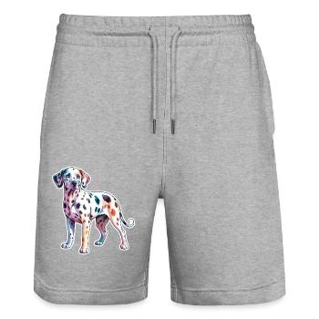 Dalmatiner Wasserfarben - Stanley/Stella Unisex Bio Joggingshorts Trainer  - Grau meliert - Vorne - Nik (191cm) & Marisol (170cm)