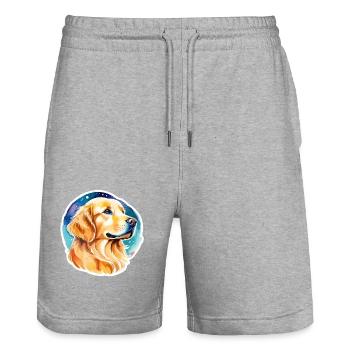 Aquarelles Golden Retriever - Short de jogging bio TRAINER Stanley/Stella unisexe - gris chiné - Devant - Nik (191cm) & Marisol (170cm)