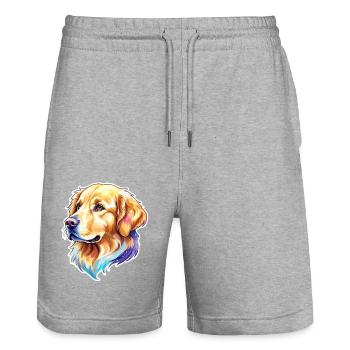 Aquarelles Golden Retriever - Short de jogging bio TRAINER Stanley/Stella unisexe - gris chiné - Devant - Nik (191cm) & Marisol (170cm)