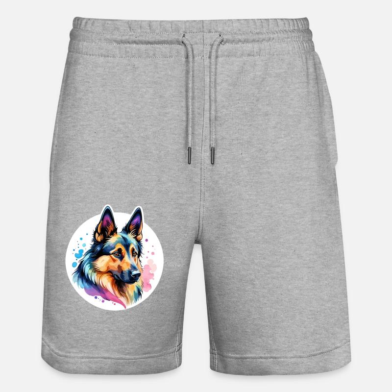 Berger Belge Aquarelle - Short de jogging bio TRAINER Stanley/Stella unisexe - gris chiné