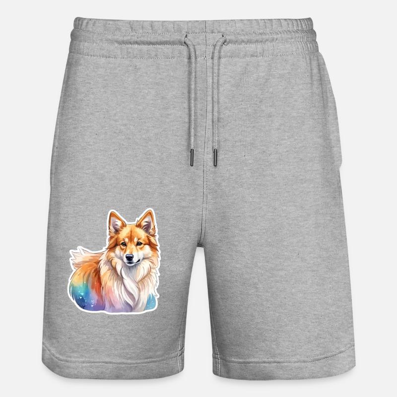 Chien islandais Aquarelles - Short de jogging bio TRAINER Stanley/Stella unisexe - gris chiné