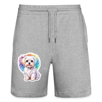Aquarelles de Malteser - Short de jogging bio TRAINER Stanley/Stella unisexe - gris chiné - Devant - Nik (191cm) & Marisol (170cm)