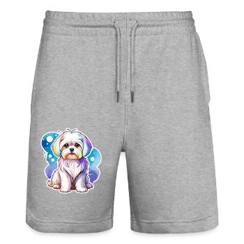 Malteser Wasserfarben - Stanley/Stella Unisex Bio Joggingshorts Trainer  - Grau meliert - Vorne - Nik (191cm) & Marisol (170cm)
