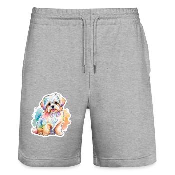 Malteser Wasserfarben - Stanley/Stella Unisex Bio Joggingshorts Trainer  - Grau meliert - Vorne - Nik (191cm) & Marisol (170cm)