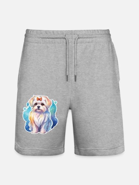 Malteser Wasserfarben - Stanley/Stella Unisex Bio Joggingshorts Trainer - Grau meliert