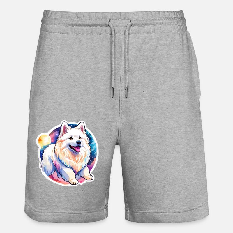 Samojede Wasserfarben - Stanley/Stella Unisex Bio Joggingshorts Trainer  - Grau meliert