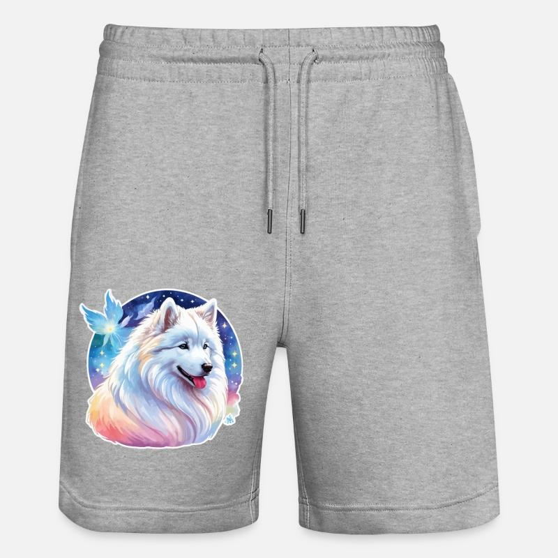 Aquarelles Samoyèdes - Short de jogging bio TRAINER Stanley/Stella unisexe - gris chiné