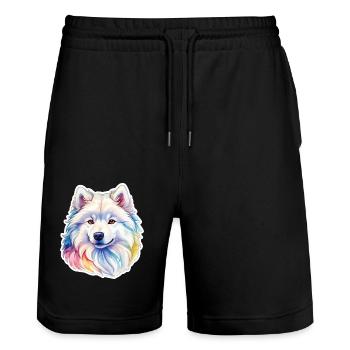 Aquarelles Samoyèdes - Short de jogging bio TRAINER Stanley/Stella unisexe - noir - Devant - Nik (191cm) & Marisol (170cm)