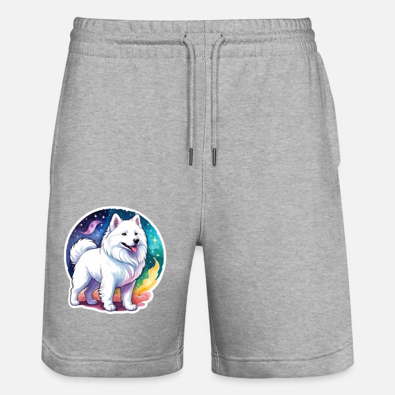 Aquarelles Samoyèdes - Short de jogging bio TRAINER Stanley/Stella unisexe - gris chiné