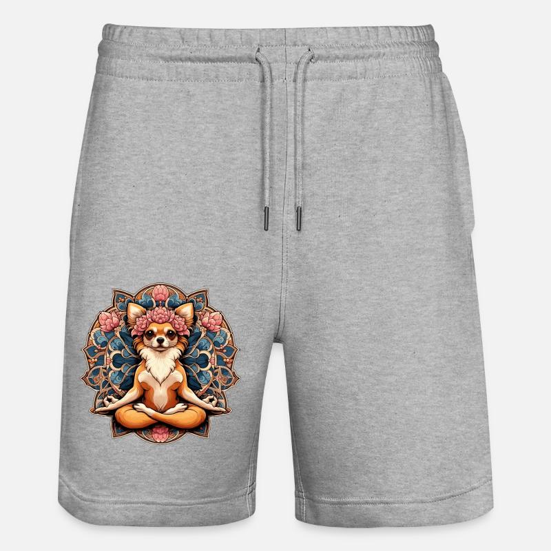 Méditation Chihuahua Méditation Cadeau - Short de jogging bio TRAINER Stanley/Stella unisexe - gris chiné