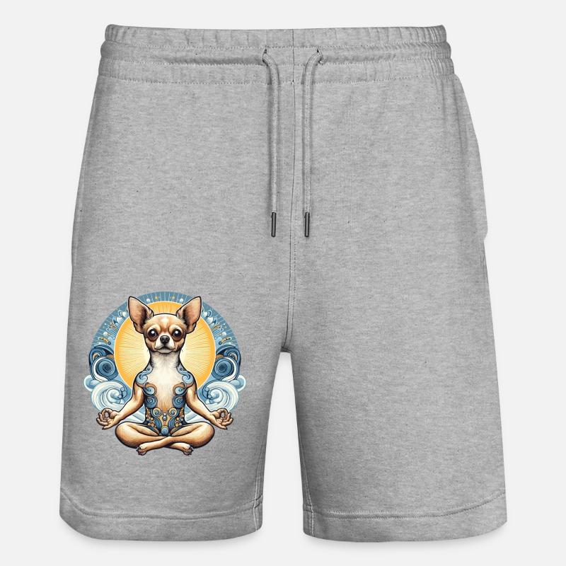Méditation Chihuahua Méditation Cadeau - Short de jogging bio TRAINER Stanley/Stella unisexe - gris chiné