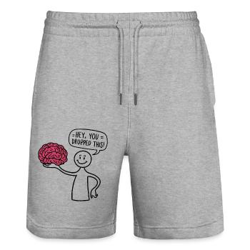 Allumette avec cerveau drôle disant sans cervelle - Short de jogging bio TRAINER Stanley/Stella unisexe - gris chiné - Devant - Nik (191cm) & Marisol (170cm)