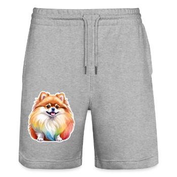 Poméranien Poméranien Aquarelle - Short de jogging bio TRAINER Stanley/Stella unisexe - gris chiné - Devant - Nik (191cm) & Marisol (170cm)