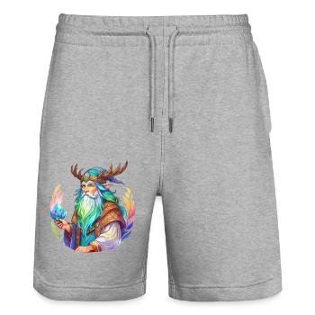 Druide Wasserfarben - Stanley/Stella Unisex Bio Joggingshorts Trainer  - Grau meliert - Vorne - Nik (191cm) & Marisol (170cm)