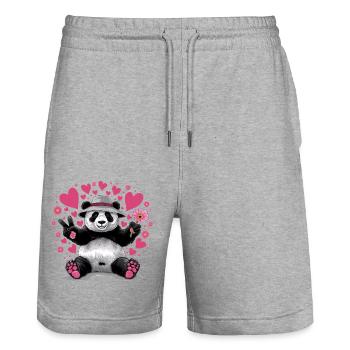 Valentine's Day Panda Dear Pandas Lovers - Stanley/Stella Trainer Unisex Organic Jogging Shorts - heather grey - Front - Nik (191cm) & Marisol (170cm)