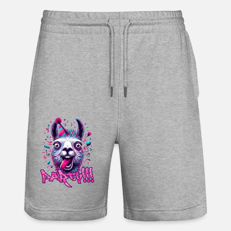 Party Lama feiern Geschenk - Stanley/Stella Unisex Bio Joggingshorts Trainer  - Grau meliert