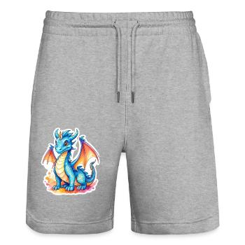 Drache Wasserfarben - Stanley/Stella Unisex Bio Joggingshorts Trainer  - Grau meliert - Vorne - Nik (191cm) & Marisol (170cm)