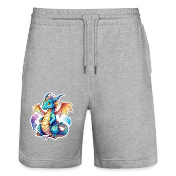 Drache Wasserfarben - Stanley/Stella Unisex Bio Joggingshorts Trainer  - Grau meliert - Vorne - Nik (191cm) & Marisol (170cm)
