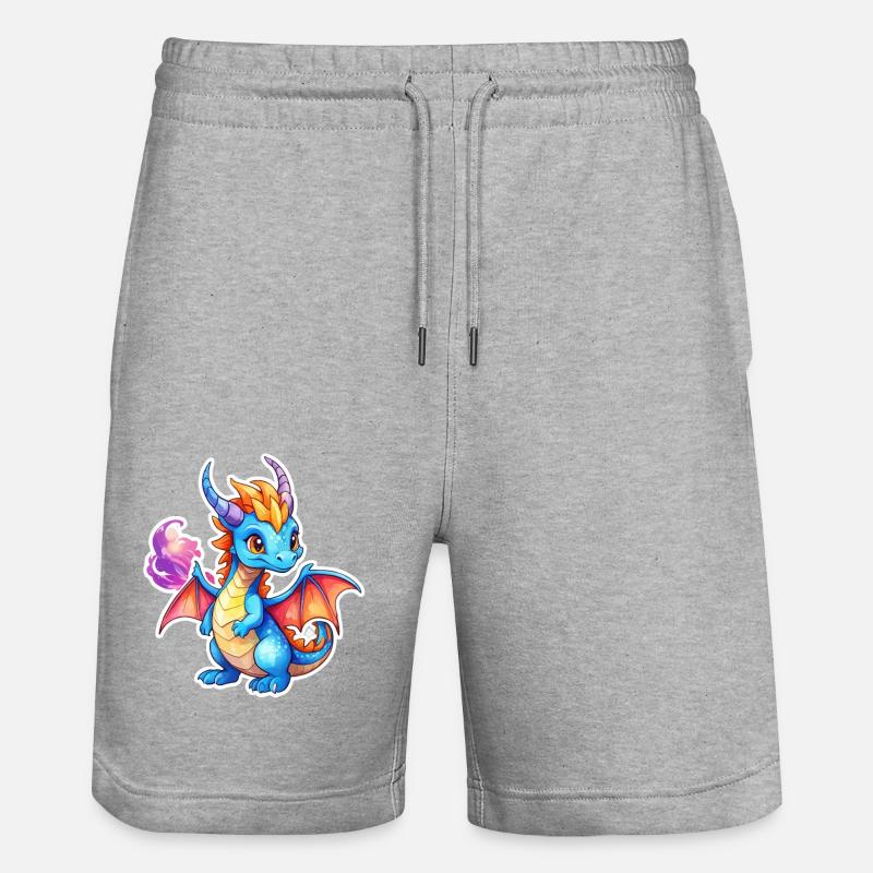 Drache Wasserfarben - Stanley/Stella Unisex Bio Joggingshorts Trainer  - Grau meliert