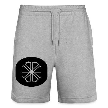 Décor circulaire - Short de jogging bio TRAINER Stanley/Stella unisexe - gris chiné - Devant - Nik (191cm) & Marisol (170cm)