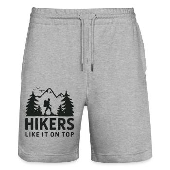 Randonneurs Randonnée Montagne Forêts Nature - Short de jogging bio TRAINER Stanley/Stella unisexe - gris chiné - Devant - Nik (191cm) & Marisol (170cm)
